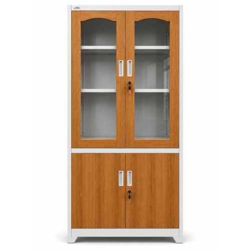 WLS-006 2 METAL+2 GLASS DOOR FILE CABINET-WHITE+LIGHT WOOD WLS-006 2 METAL+2 GLASS DOOR FILE CABINET-WHITE+LIGHT WOOD